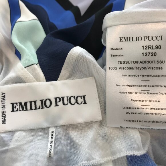 EMILIO PUCCI BLUE MULTI VISCOSE DRESS MODEL 12RL90 SIZE IT 42 / US 8 - Picture 12 of 16